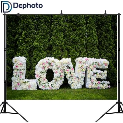 Dephoto Wedding Backgrounds Rose Green leaves Wall Baby Birthday Party Love Stage Portrait Photography Backdrops Photo Studio
