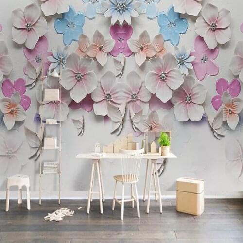 Custom Wall Murals Self-adhesive Waterproof Wallpaper 3D Stereoscopic Flower Restaurant Bedroom Living Room Art Mural Home Decor