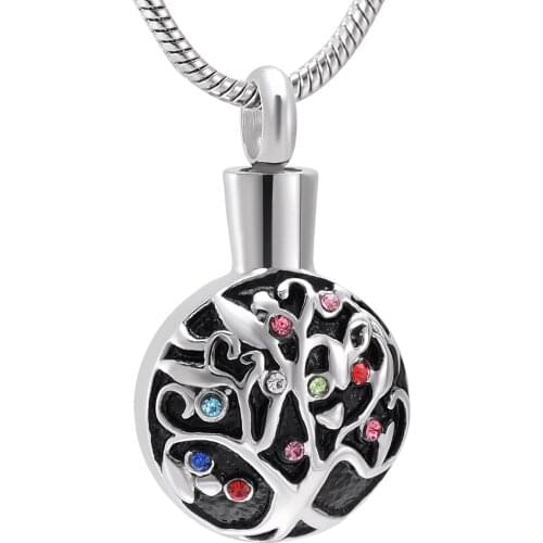 IJD10025 Stainless Steel Cremation Jewelry Tree of Life Memorial Keepsake Urn Pendant Ashes Necklace for Women/Men