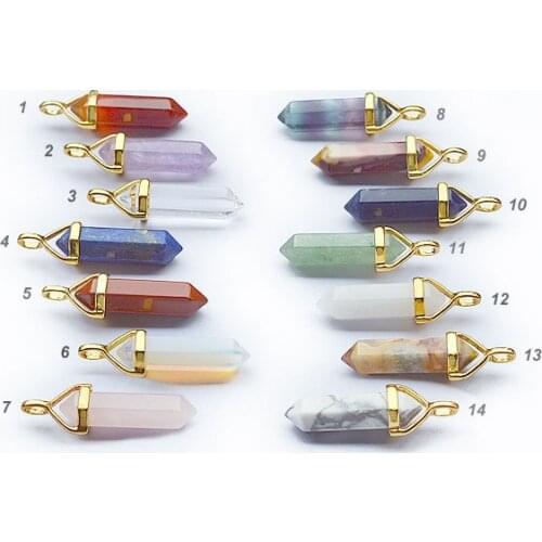 YA1366 Choose stones 46 different colors Lapis Lucky Point Pendant bail 40x8mm