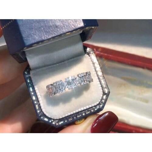 2021 HOT SALE 925 Sterling Silver Fashion Clear CZ Simple Finger Rings for Couple Engagement Wedding Statement Jewelry Larimar