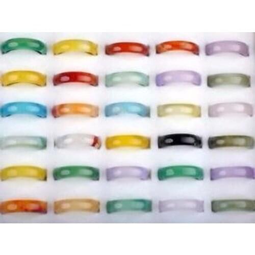 Natural Mixed Color Agate Ring Jade Stone Jewelry Gift for Fashion Accessories Women Men Classic Jewelry