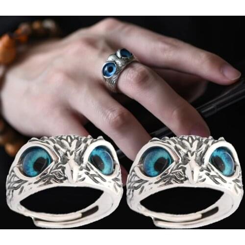 2pcs Punk Owl Ring for Lovers Women Men Retro Animal Open Adjustable Rings Gothic Couple Ring Statement Jewelry Best Friend Gift