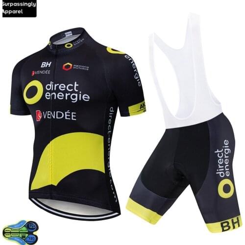 2019 Team Energie Cycling Jersey Set Black Summer Short MTB Bike Jersey Ropa Ciclismo Bicycle Cycling Clothing 12D Gel