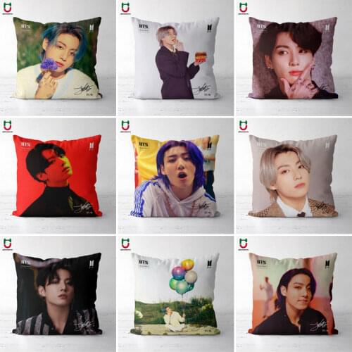 Kpop Cushion Jung Kook Pillowcase Kpop Pillowcase JK SUGA JINMIN JIN V Cushion Cover Square Poszewki Na Poduszki