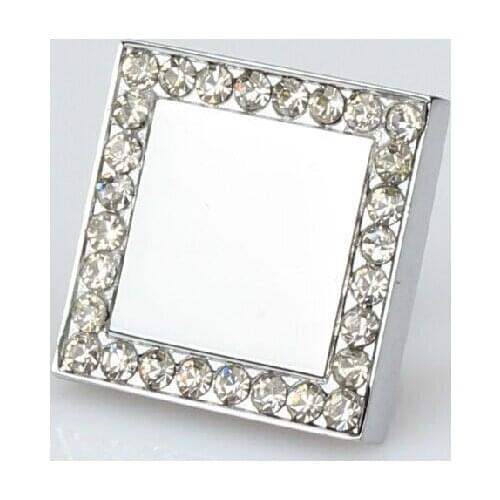 Square diamond knobs crystal drawer knob pull shiny silver kitchen cabinet handle chrome dresser cupboard furniture knobs