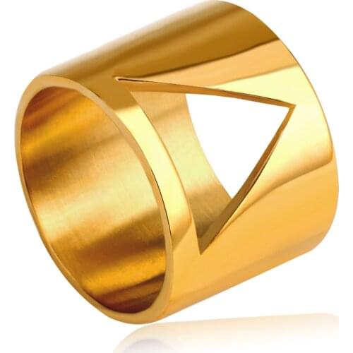 LUXUKISSKIDS Jewelry Hollow Traingle Ring Stainless Steel Rings Engagement Wedding Gold bague femme Rings For Women Men Ring Set