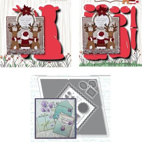 Piggy Craft metal cutting dies cut die mold Christmas Santa Deer Envelope Scrapbook paper craft knife mould blade punch stencils