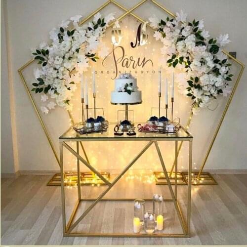 Metal Gold Floral Arch Backdrop stand for wedding decor flower wall panels wedding decorations