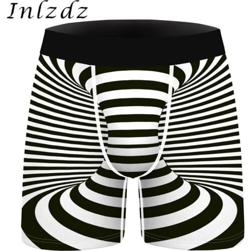 Mens Summer Shorts Breathable Mid Waist Underpants Zebra-stripe/Banana Printed Boxer Briefs Elastic Waistband Shorts Underwear