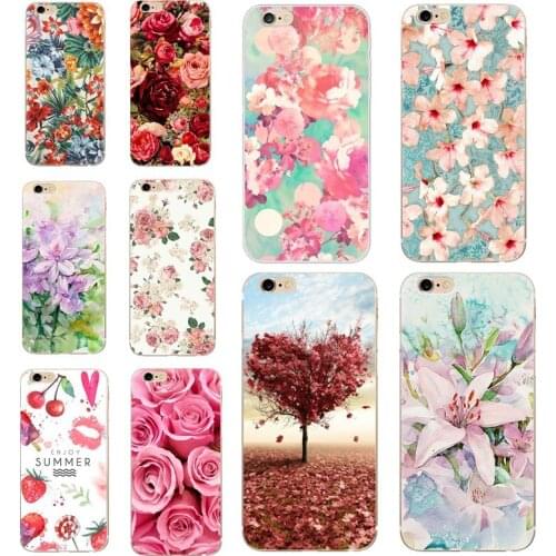 Soft Flower Leaves For Coque iphone 8 7 Plus 5s 5 se Love Tree Silicone Thin Floral Pattern For apple iphone 6s 6 Back Cover