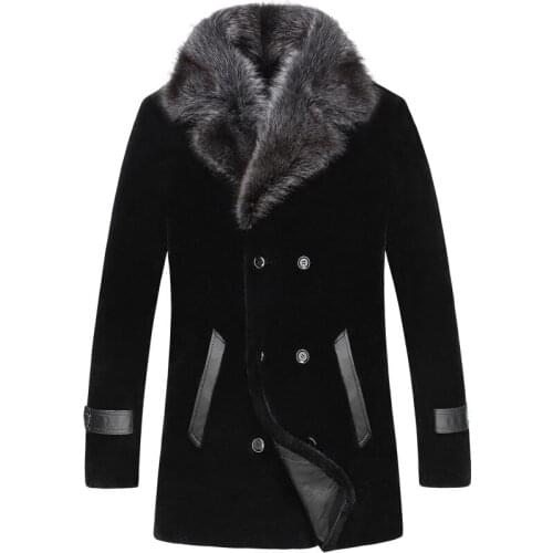 New Japanese and Korean coat wool coat men winter jacket fur collar long coat mens jacket