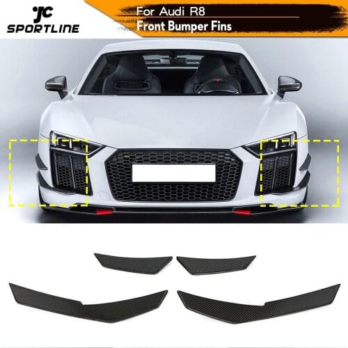 Carbon Fiber Front Bumper Fins Splitters Canards For Audi R8 2016 - 2018 Front Bumper Splitters Air Vents