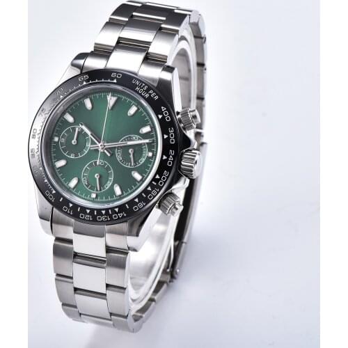 Watch Luxury quartz bomax marina chronograph VK63 steel case bracelet mens movement sapphire luminous pointer 39MM ceramic 8246