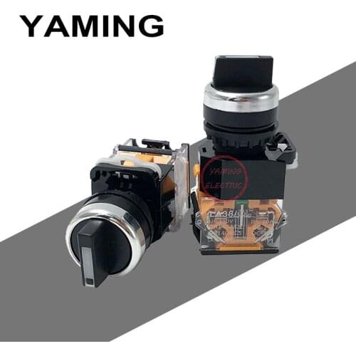 Latching/Momentary type Rotary switch knob 22mm 4 Screws Circular Flat round 2/3 position NO/NC LA38-11X2 20X3 P48