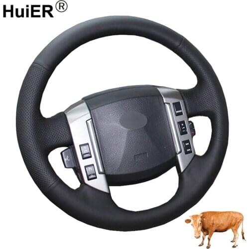 Hand Sewing Car Steering Wheel Cover Top Cow Leather Braid on the Steering wheel For Land Rover Discovery 3 2004- 2007 2008 2009