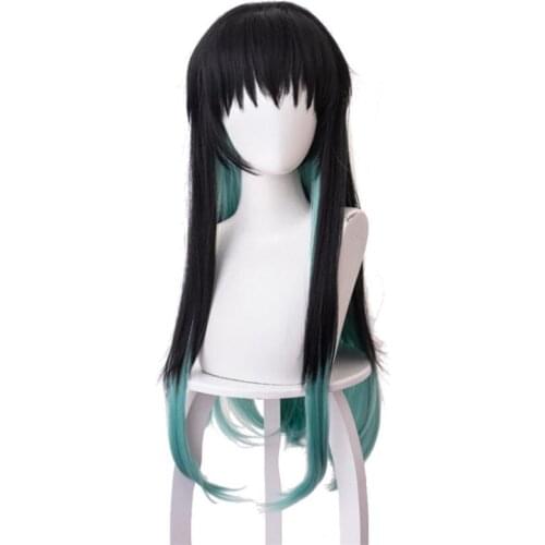 Slayer Kimetsu no Yaiba Anime Demon Tokitou Muichirou Ponytails Wig Cosplay Costume Heat Resistant Synthetic Hair Long Wigs 85cm
