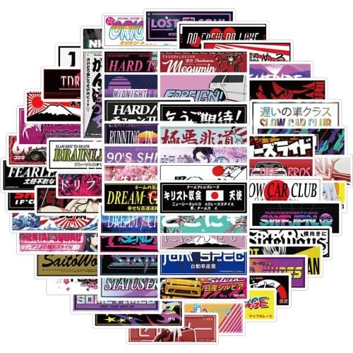 10/30/66pcs Racing Style JDM Car Graffiti Stickers Decals Skateboard Laptop Moto Phone Wall DIY Waterproof Cool Sticker Kid Toys