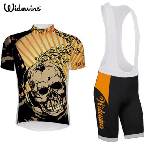 Widewins Skull pro cycling Jersey 3D gel pad bibs shorts set Ropa Ciclismo quick dry Racing Team bicycling Maillots Culotte 5362