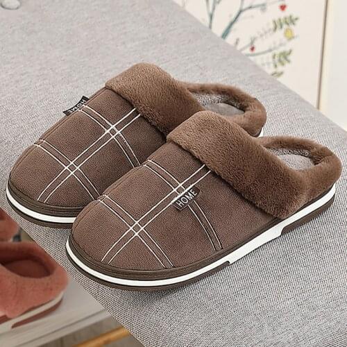Winter men slippers Non slip Keep warm House shoes for male Soft Velvet Home slippers mens Memory Foam Sturdy Sole
