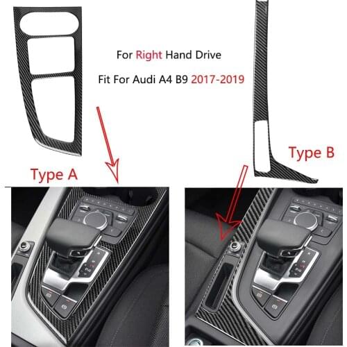 1PCS Carbon Fiber Center Console Gear Shift Panel Cover For Audi A4 B9 17-19 RHD