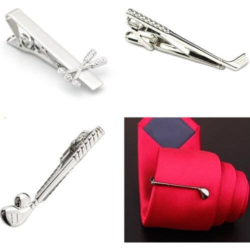 10pcs/lot Golf Club Tie Clip Sport Copper Silver/Gunblack Plating Tie Pin Bars Mens Jewelry Accessory Wholesale