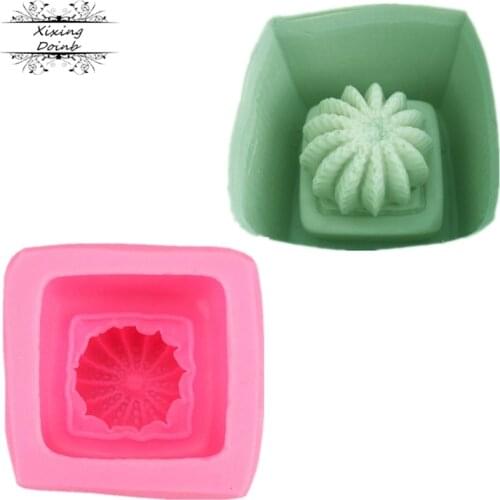 3D potted cactus shape silicone mold handmade Candle Soap mold cake decoration tool fudge chocolate baking tool