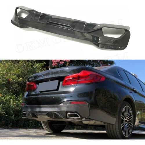 5 Series Carbon Fiber Double Rear Lip Diffuser Spoiler for BMW G30 G31 G38 M Tech M Sport 2017 2018 MP Style Bumper Guard 2PCS