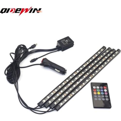 Automobile LED lamp, foot lamp, atmosphere lamp 5050rgb-18smd one driven four atmosphere lamp with remote control voice control