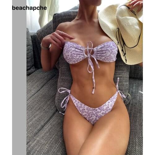 Beachapche Sexy Triangle Push Up Bikini Set Swimwear Bandage Bikinis Women Two Piece Swimsuit Biquini