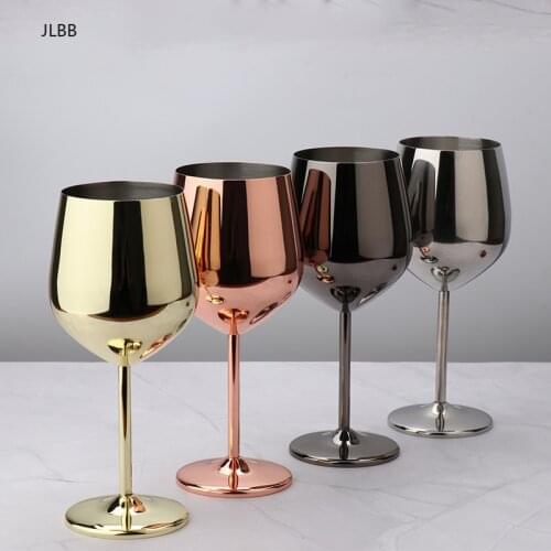 Wine Glasses 304 Stainless Steel Red Wine Goblets, 500ml Food Grade Juice Drink Goblet Shatterproof Party Barware Kitchen Tools