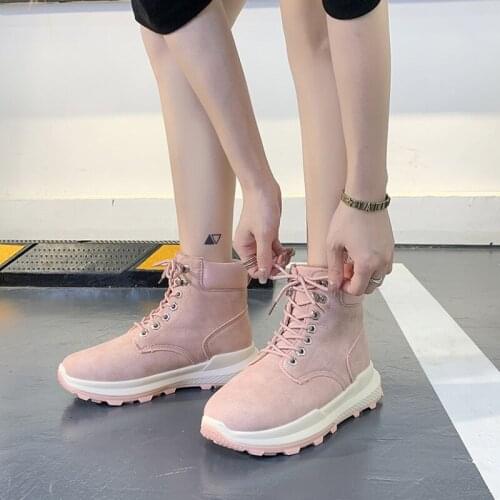 Martin Boots Womens Autumn Winter New British Short Boots 41 Large Size Single Boots Flat High-top Tooling Shoes Womens Shoes