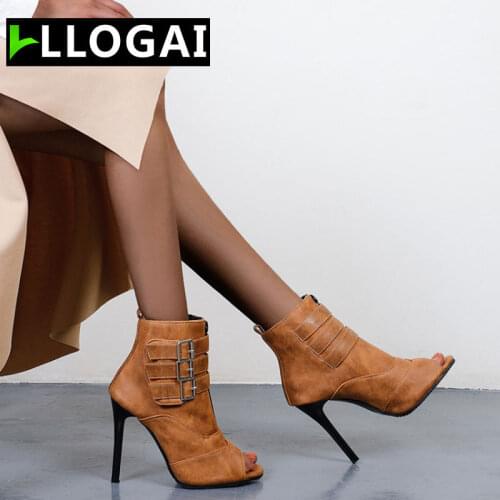 Fashion Cool Boots Womens Summer Fish Mouth High Heel Sandals High Heel Large Womens Shoes Sexy Peep Toe Short Boots Woman New