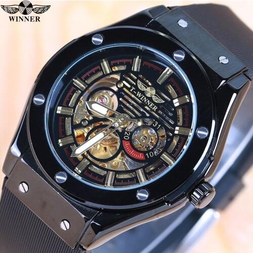 WINNER Watches Mens 2021 Automatic Mechanical Skeleton Watch Men Luxury Top Brand Wristwatch Glow Male Clock montre homme luxe