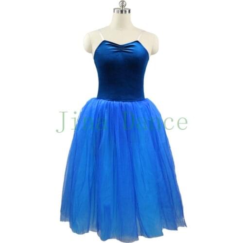 Blue green Long Romantic Style Ballet Dance Costume Soft Tulle Tutu Rose red Ballerina Dress for Child and Adult