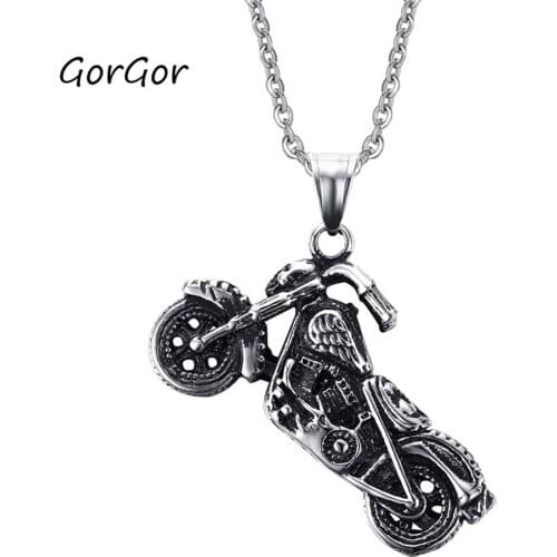 GorGor Necklace Men Stainless Steel Hip Hop Disco Dancing Cool Versatile Ring Round Neckla Soul Chariot Pendant PN-465