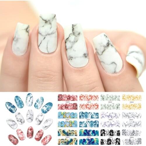 Rolabling Marble Geometry Slider Nail Sticker Water Transfer Decal DIY Manicure Nails Accessories Sticker Nail Art Decorations