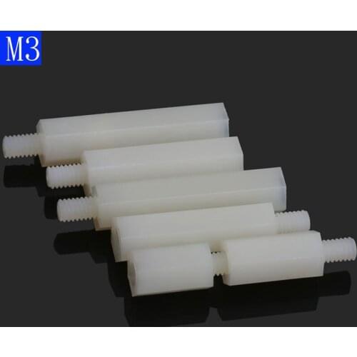 M3 + 6mm White Male-Female Nylon Spacer M3 Hex Column Standoff Support Screws Nut Spacing screws Circuit board