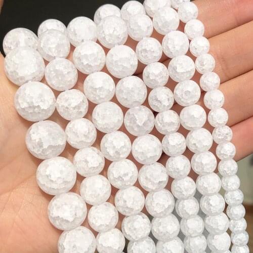 Frosted Matte White Cracked Crystal Beads Natural Dull Polished Loose Beads For Jewelry Making DIY Bracelet Accessories 15