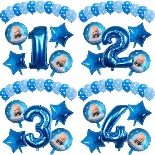 15pcs Baby Boss Foil Balloons Set 30inch Number Globos Baby Shower 1 2 3 4 5 6st Children Birthday Party Decorations Kids Toys