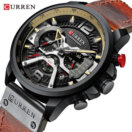 Wristwatch Mens CURREN 8329 Sports Watch Men Fashion Leather Watches Calendar Mens Watches Top Brand Luxury Black Male Clock