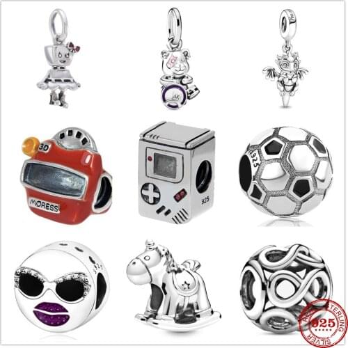 2021 Newst Childhood Game Console robot Football Charm Beads fit Original Pandora Charms Silver 925 Bracelet DIY Women Jewelry