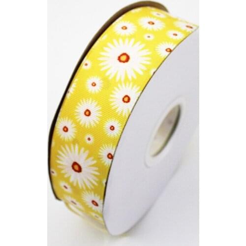 New Daisy printed grosgrain ribbon wedding party decoration DIY crafts for making hair bows16mm 22mm 25mm 38mm 57mm 75mm