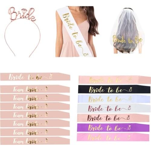 New Bridal Shower Wedding Veil Team Bride To Be Satin Sash Bachelorette Party Wedding Decorations Hen Party Decoration Supplies