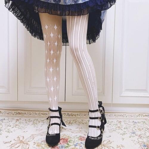 Original Lolita Ultra thin Stockings Girl Japanese soft Sister Plaid Stripe Print Lace Pantyhose Female Spring Autumn Socks Girl