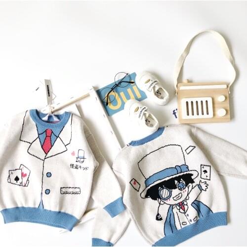 Tonytaobaby Autumn and Winter Clothing New Boys and Girls Cartoon Poker Childrens Sweater Boys Sweaters Sweater Girls