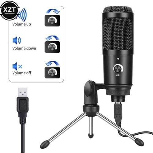 Streaming USB Microphone Metal Condenser Microphones for Laptop Computer Recording Voice Studio Karaoke for Youtube with Stand