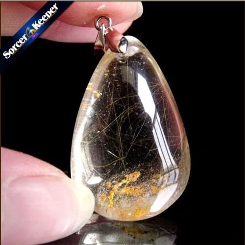 Rare Natural Quartz Rutilated Garden Quartz Crystal Pendant Red or Gold Crystal Necklace Natural Stones and Minerals SS736