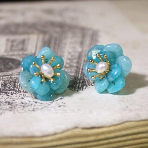 Reallys925 sterling silver nail hypoallergenic earrings handmade custom natural pearls Tianhe stone earrings