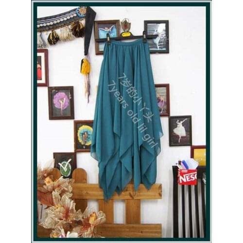 Chiffon belly dance skirt Italy chiffon 12 angle with 1 side slit long skirt EW55